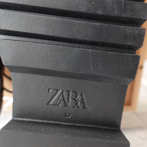 Zara Contrast Stitch Vegan Patent Boat Shoes - Picture 8 of 9